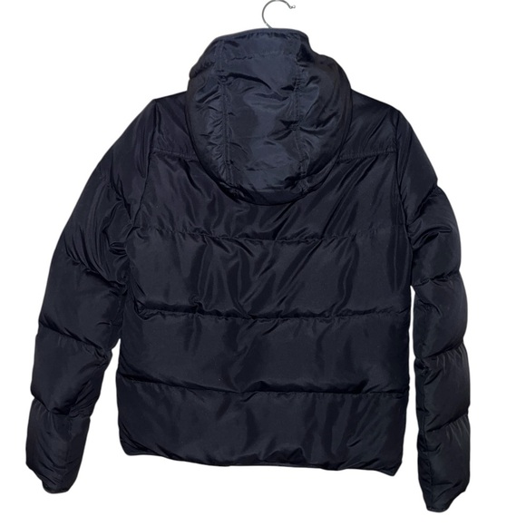 J Crew waterfowl feathers down jacket black puffer coat hooded size small - Picture 2 of 12